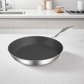SOGA Stainless Steel Fry Pan 32cm Frying Pan Induction FryPan Non Stick Interior