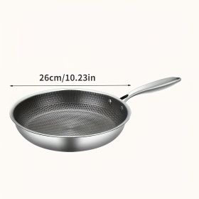1PC Household Kitchen Honeycomb Stainless Steel Non Stick Frying Pan,Easy To Clean, Suitable For Frying Steak, Fish, And Eggs,Suitable For All Stoves (Option: 26cm)