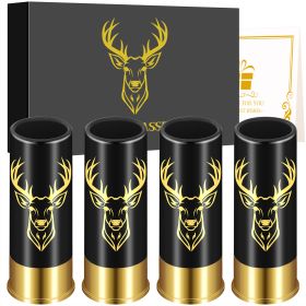4 Deer Heads 1.5 Ounces - Reusable High-quality Plastic Bullet Cup, Suitable For Whiskey, Cocktails, And Wine, Perfect For Bars, Parties, And Gifts (Option: Black XJB0106)